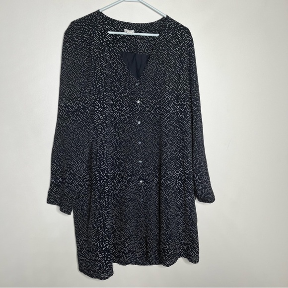 J. Crew Factory Oversized Long Sleeve Polka Dot Button Front Swing Dress SZ XL - Picture 3 of 13